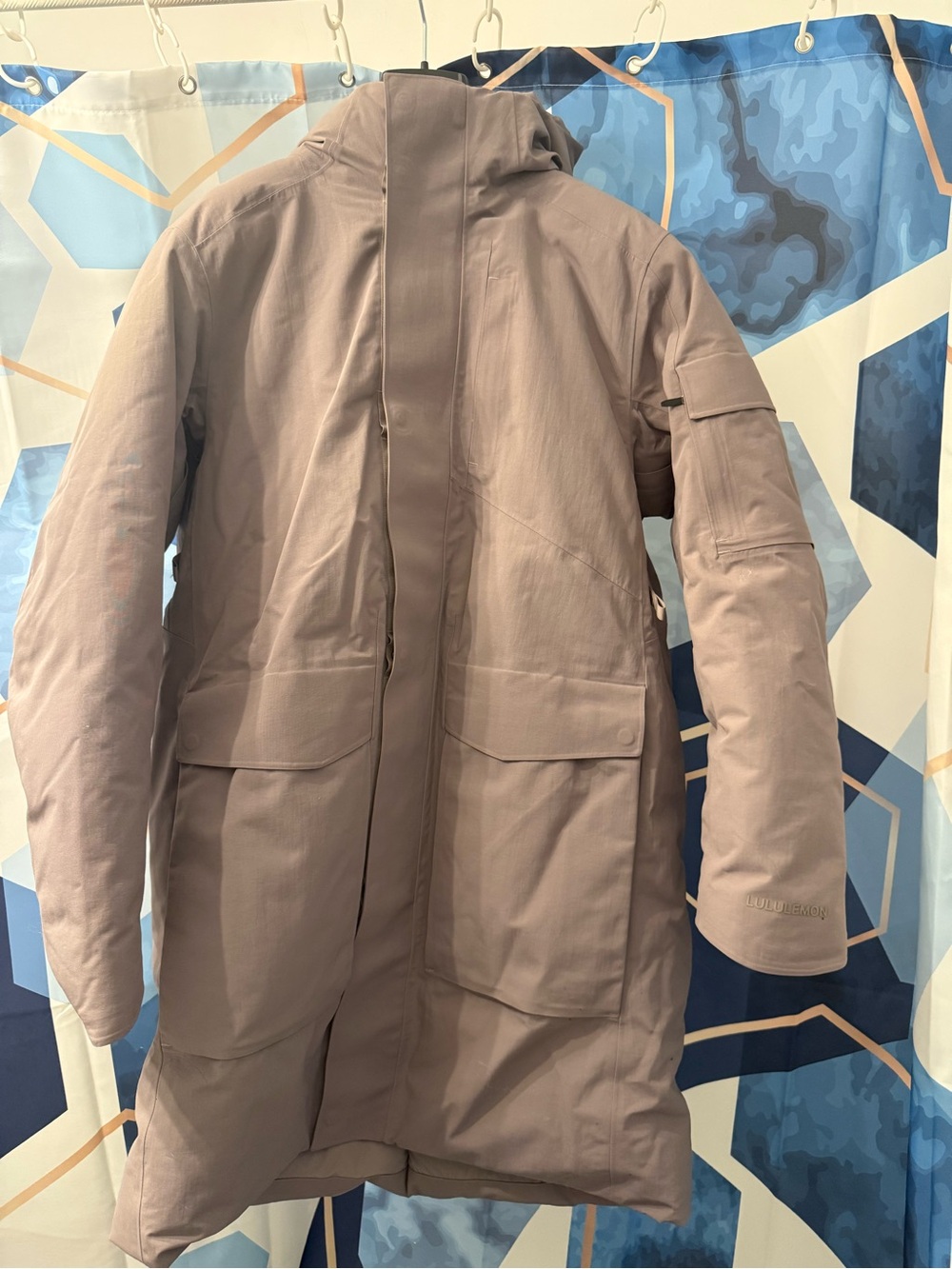 Lululemon Cold City 600-Down-Fill Parka Coat Men's Small S Taupe Grey